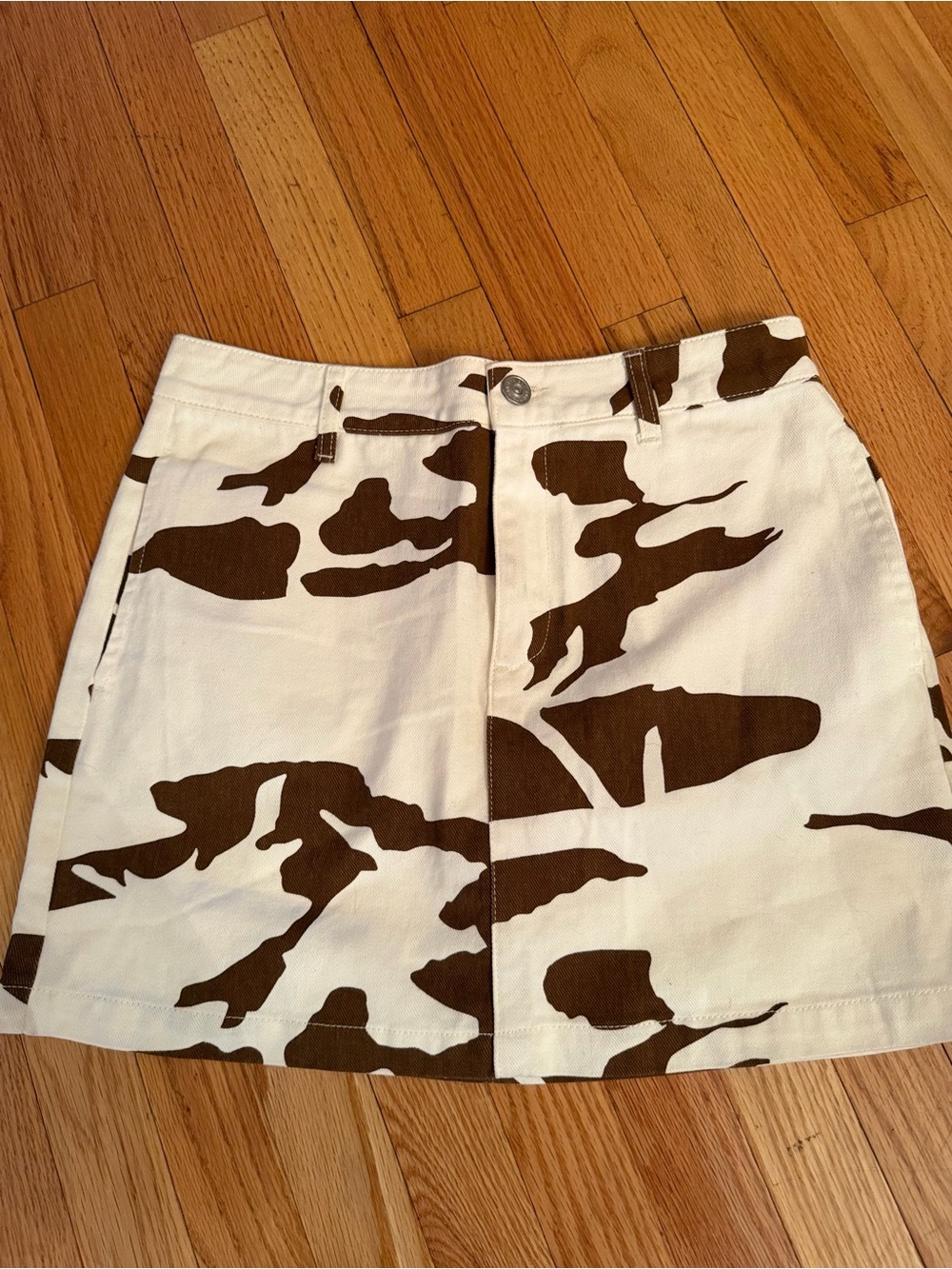 White & Brown Mini Skirt